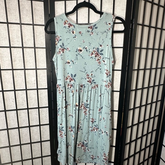 Floral Sleeveless Mini Dress - Green by 24/7 Maurices - Picture 3 of 6